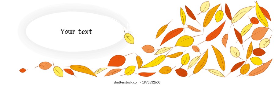 Autumn banner with colorful leaves. Space for text.