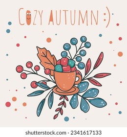 Autumn banner with cozy autumn lettering