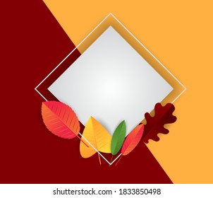 Concepto de diseño de pancartas de otoño. Plantilla promocional de venta de otoño en el fondo amarillo y negro. Ilustración vectorial.