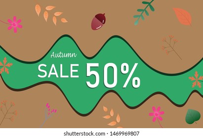 Autumn Banner discount 50% with design on earth tone 