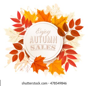 Autumn banner. Enjoy Sales. Vector.