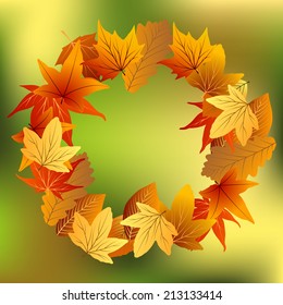 autumn banner with green blur fores background