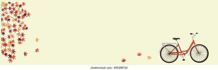 autumn banner headline for the Web site bicycle tree with deciduous leaves vector