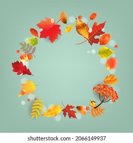 Autumn Banner And Autumn Leaves With Gradient Background, Vector Illustration