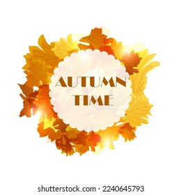 Autumn banner leaves, place for text, hello autumn.