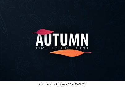 Autumn banner with leaves for shopping sale, promo poster and frame leaflet, web banner. Vector illustration