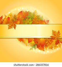 Autumn banner with leaves. Vector illustration