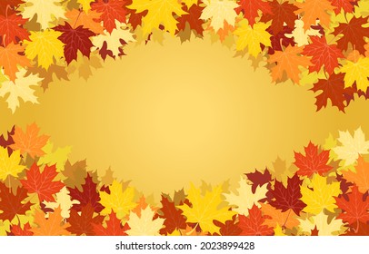 Cartel de otoño, afiche, volante, venta. El fondo está decorado con hojas, para ir de compras, o afiche promocional, volante de cuadros o banner web. Ilustración vectorial aislada en el fondo amarillo.