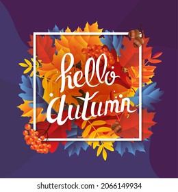 Autumn Banner With Red And Yellow Leaves With Gradient Background, Vector Illustration