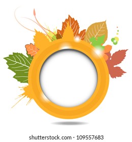Autumn banner. Round banner with autumn leaves