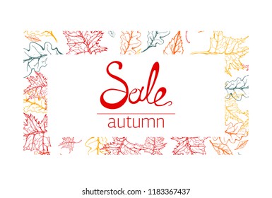 autumn banner sale, vector illustration isolated on white background