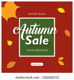 Autumn Banner, Sales Background with red background