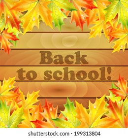 Autumn banner school with  leaves of  maple 
