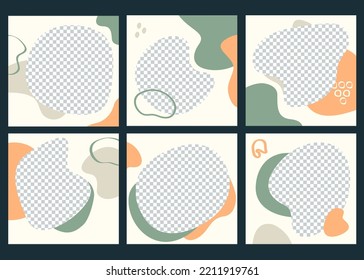 Autumn Banner Set. Collection of Square Abstract Art Design. Vector, Illustration 