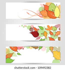 Autumn banner.  Set of three pieces