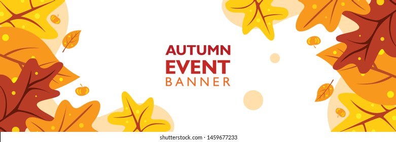 Autumn Banner Template With Fall Maple Leaves Shape On Gradient Background. Poster, Flyer, Leaflet Layout For Event, Party, Festival And Concert. 