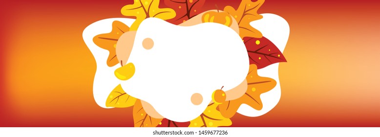 Autumn banner template with fall maple leaves shape on gradient background. Poster, flyer, leaflet layout for event, party, festival and concert. 
