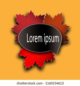 Autumn banner template. Maple leaves with speech bubble. vector illustration