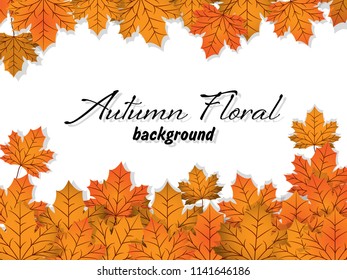 Autumn banner of yellow maple leaf frame for your copy space on a white background. Vector illustration.