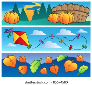 Colección de banners de otoño - ilustración vectorial.