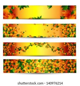 Autumn banners with colorful leaves Vector