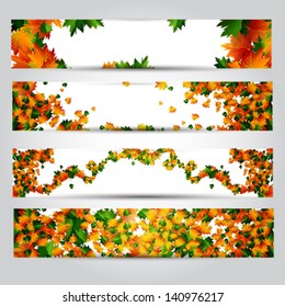 Autumn banners with colorful leaves Vector