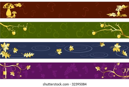 Autumn banners in dark colors (vector); a JPG version is also available