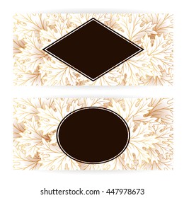Autumn banners with fall maple tree leaves. Vector  horizontal flyer template.