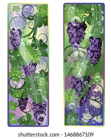 Autumn banners with grape fruits, vector illustration