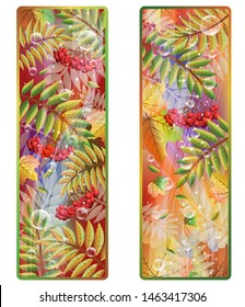 Autumn banners with rowan berries, vector illustration