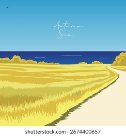autumn beach and wave banner image