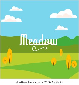 Autumn Beauty: Minimalist Vector Illustration of Arable Land, Meadows, and Forest in Flat Design with Bright Colors. Perfect for Poster Designs and Nature-themed Concepts in Soft Pastel Tones