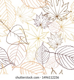 Autumn beige seamless stylized leaf pattern. Seamless decorative template texture with leaves