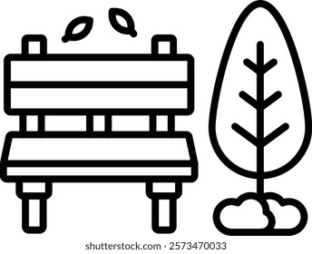 Autumn Bench vector icon. Can be used for printing, mobile and web applications.