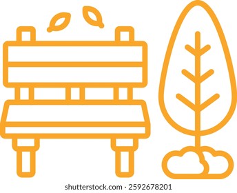 Autumn Bench vector icon. Can be used for printing, mobile and web applications.