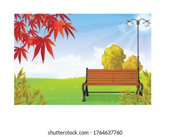 Autumn Benches Illustration at Autumn Park