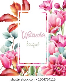 Autumn berries and flowers bouquet vector. Isolated background
