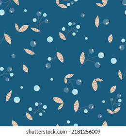 Autumn berries pattern, seamless pattern with leaves and berries, fall, fall pattern, berries on a twig