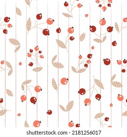 Autumn berries pattern, seamless pattern with leaves and berries, fall, fall pattern, berries on a twig