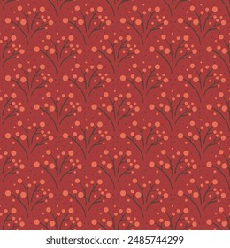 Otoño bayas ramitas sin patrón. Rowanberry repetir fondo. Vector dibujado a mano ilustración plana.