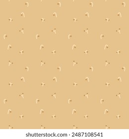 Autumn berries twigs seamless pattern. Beige repeat background. Vector hand drawn flat illustration.