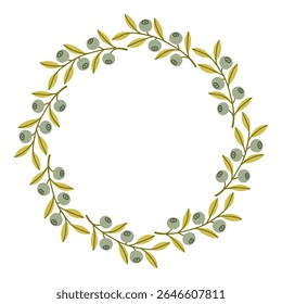 Autumn berry circle frame. Round border made of fall berries. The berries have different shapes and are arranged in a circle. Vector flat isolated on white background.