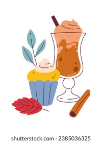 Autumn Beverage Composition Vector Illustration