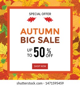 autumn big sale up to 50% off description special on banner design