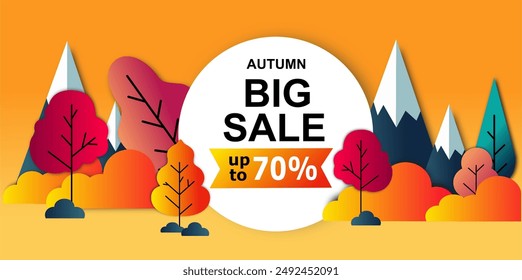 Autumn Big Sale Banner Template. Fall Sale Discount Background