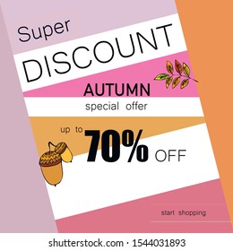 Autumn Big sale vector background with leaves. Vector illustration Eps10.