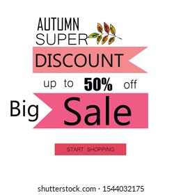 Autumn Big sale vector background with leaves. Vector illustration Eps10.