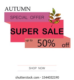 Autumn Big sale vector background with leaves. Vector illustration Eps10.