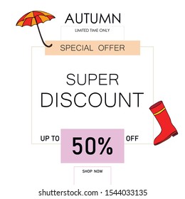 Autumn Big sale vector background with leaves. Vector illustration Eps10.