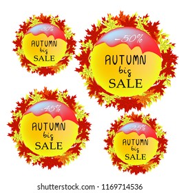autumn big sales frames and banners with maple leaves: vector illustration